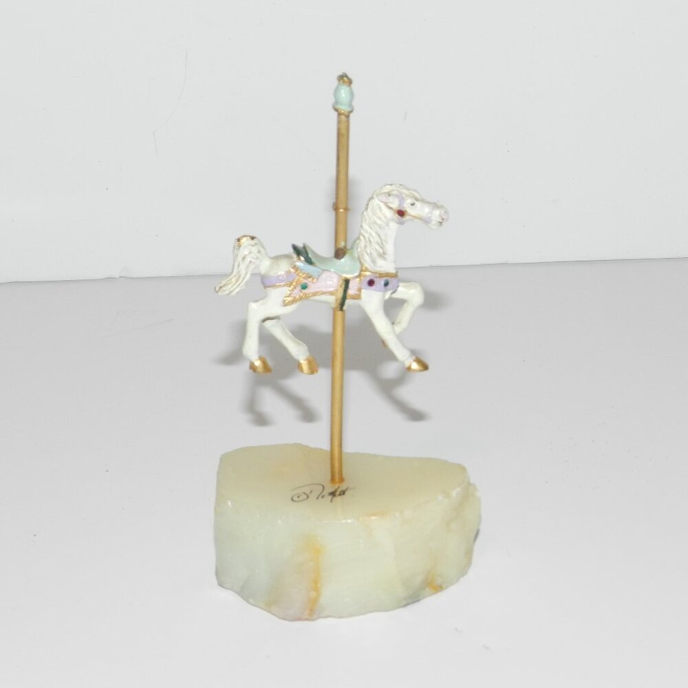 Demott Vintage Carousel Horse On Base Sogned